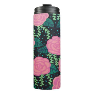 Pink Cabbage Roses Thermal Tumbler