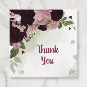 pink & cabernet flowers greenery favour tags