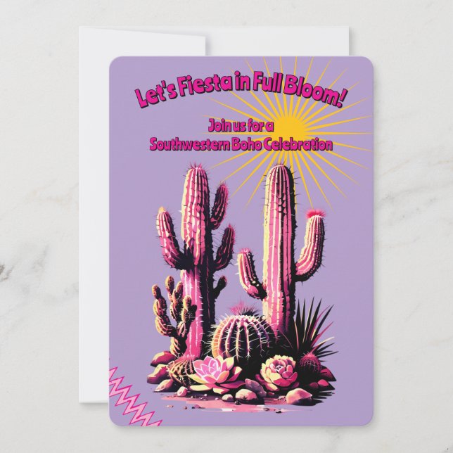 Pink Cacti Batch Invitation (Front)