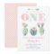 Pink Cacti Girl 1st Birthday invitations, Desert