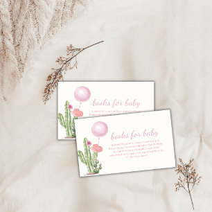 Pink Cactus Balloon Cowgirl Books For Baby Shower Enclosure Card