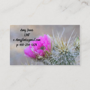 Pink cactus blooms business card