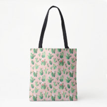 Pink Cactus Blooms Tote Bag