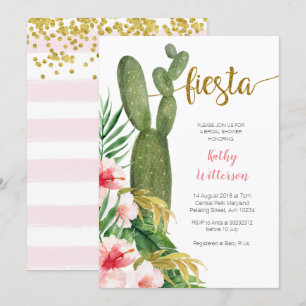 Pink Cactus Bridal Shower Invitation Succulent