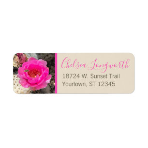 Pink Cactus Flower & Bee   Modern Script