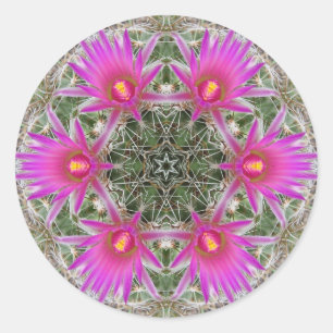 Pink Cactus Flower Classic Round Sticker