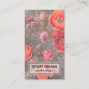 Pink Cactus Flower Desert Garden Photo Travel Business Card
