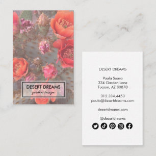Pink Cactus Flower Desert Garden Photo Travel Business Card