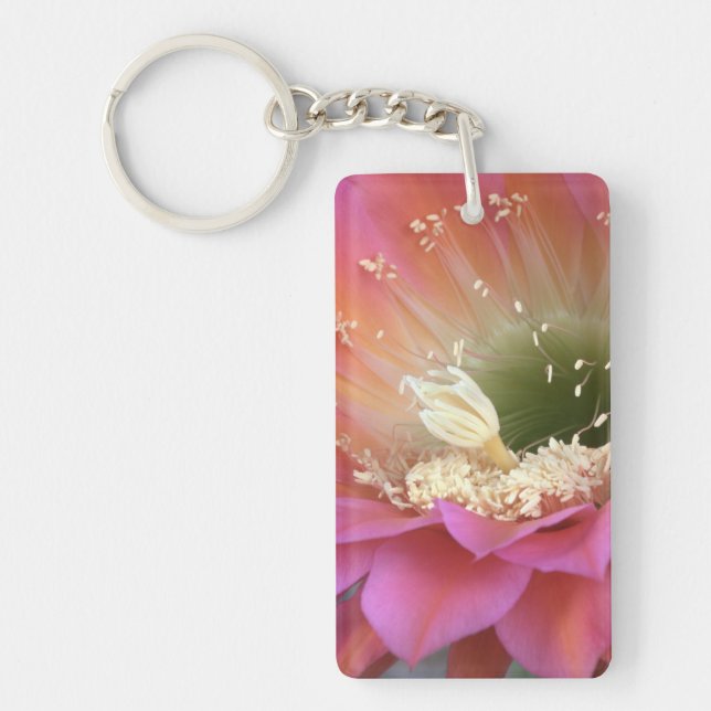 Pink cactus flower in the desert key ring (Front)