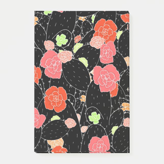 Pink Cactus Flower Sketch Post-it Notes (Front)