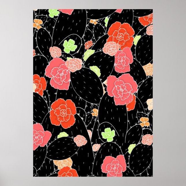 Pink Cactus Flower Sketch Poster (Front)