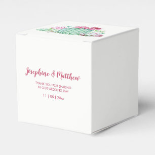Pink Cactus Flowers Succulents Watercolor Wedding Favour Box