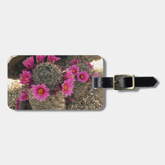 Pink Cactus in Bloom Luggage Tag (Front Horizontal)