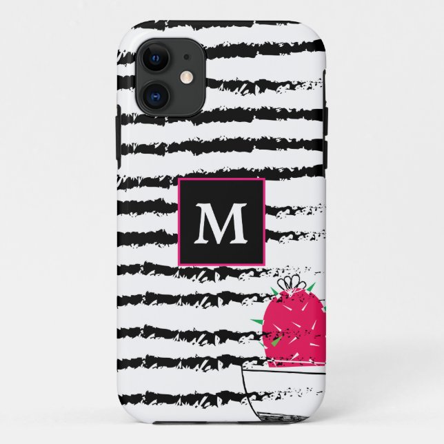 Pink Cactus Monogram Case-Mate iPhone Case (Back)