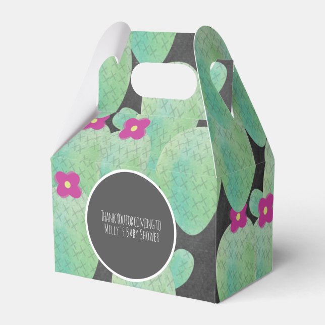 Pink Cactus Pattern Cartoon Thank You  Favour Box (Front Side)