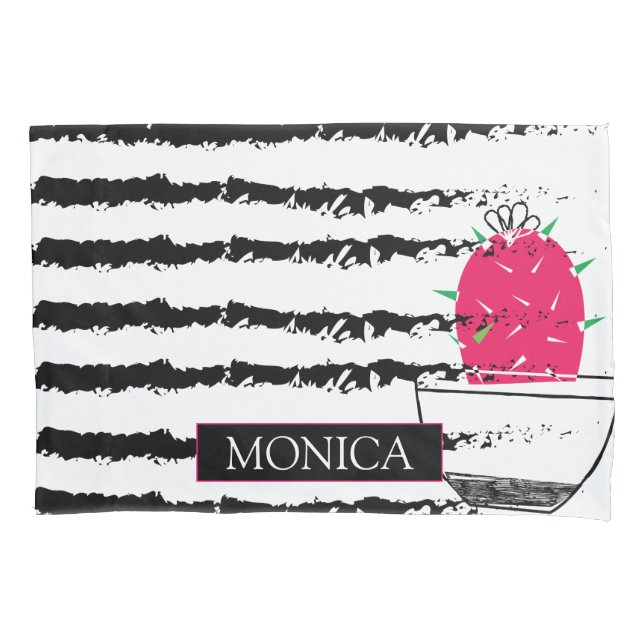 Pink Cactus pattern design Pillowcase (Front)