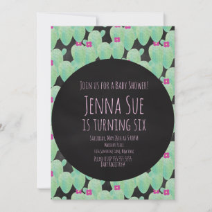 Pink Cactus Pattern Greenery Baby Shower Party