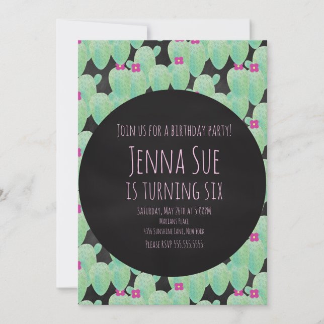 Pink Cactus Pattern Greenery Party (Front)