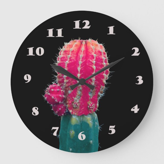 Pink Cactus Photo Wall Clock (Front)