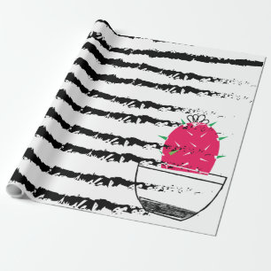 Pink Cactus striped pattern Wrapping Paper