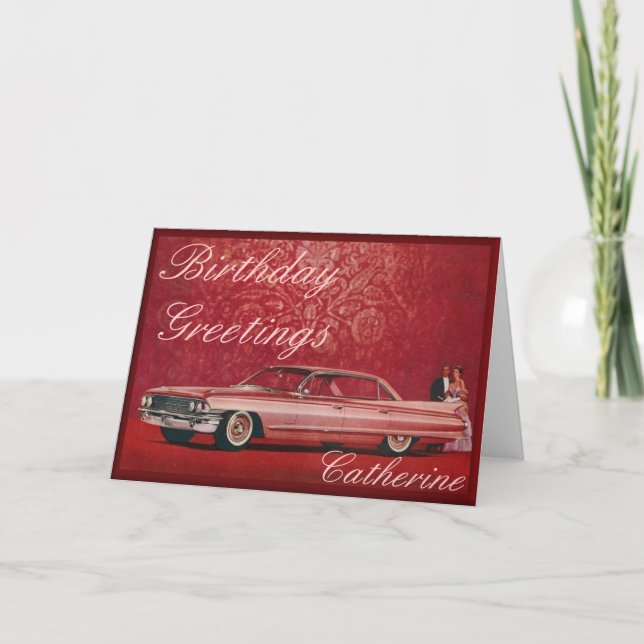 Pink Cadillac Birthday Card (Front)