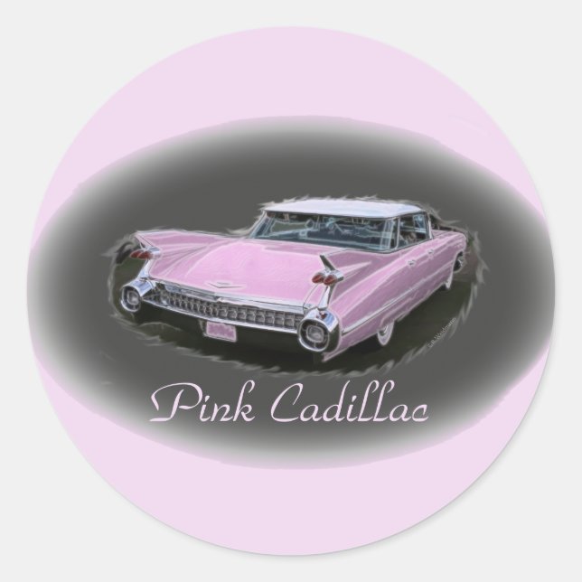 Pink Cadillac Flash Classic Round Sticker (Front)