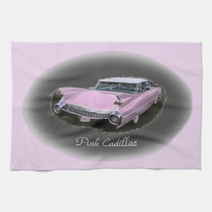 Pink Cadillac Flash Tea Towel