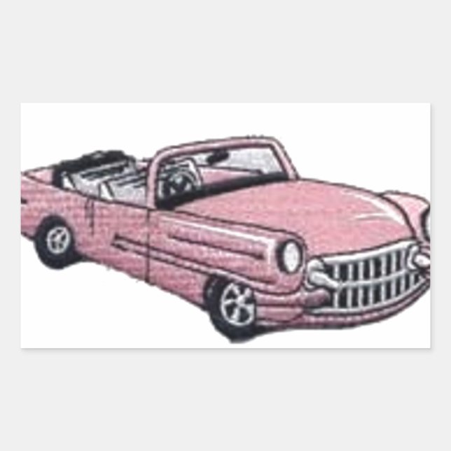 Pink Cadillac Rectangular Sticker (Front)