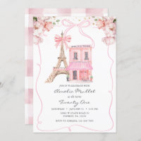 Pink Cafe Paris Bow Eiffel Tower Any Age Birthday