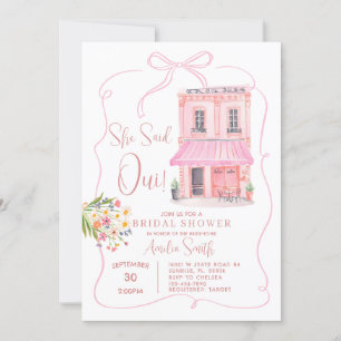 Pink Cafe Paris Eiffel Tower Bridal Shower Invitation