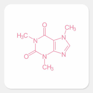 Pink Caffeine Molecule Square Sticker