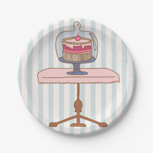 Pink cake afternoon or morning tea party paper plate