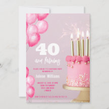 Pink cake balloons modern 40th birthday
