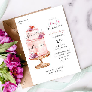 Pink Cake Bridal Shower Invitation