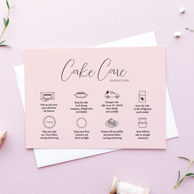 Pink Cake Care Instruction Card (Creator Uploaded)