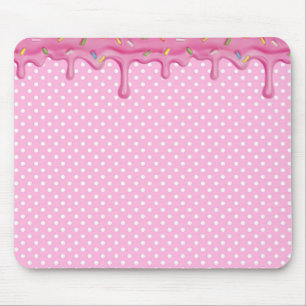 Pink Cake Frosting on Polka Dots Mouse Mat