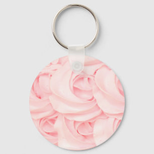 Pink cake frosting rose cupcake icing key ring