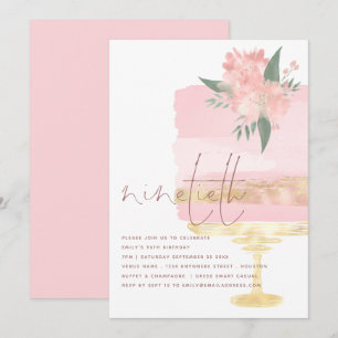 Pink Cake Ninetieth Birthday Party Invitation
