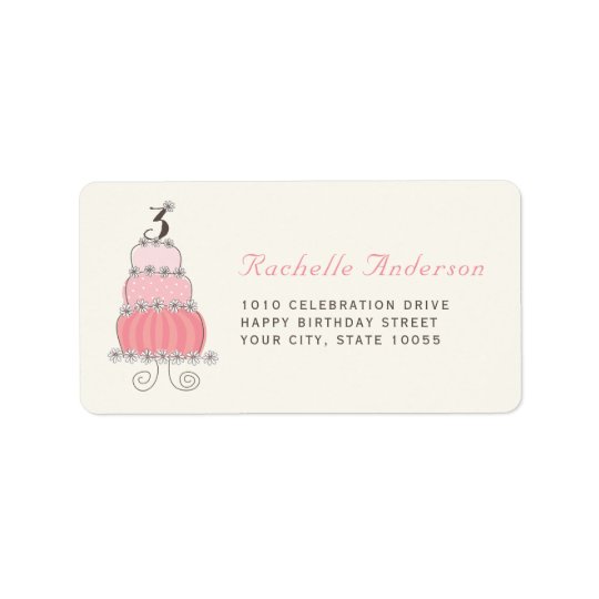 Pink Cake Number 3 Girl 3rd Birthday Party Labels