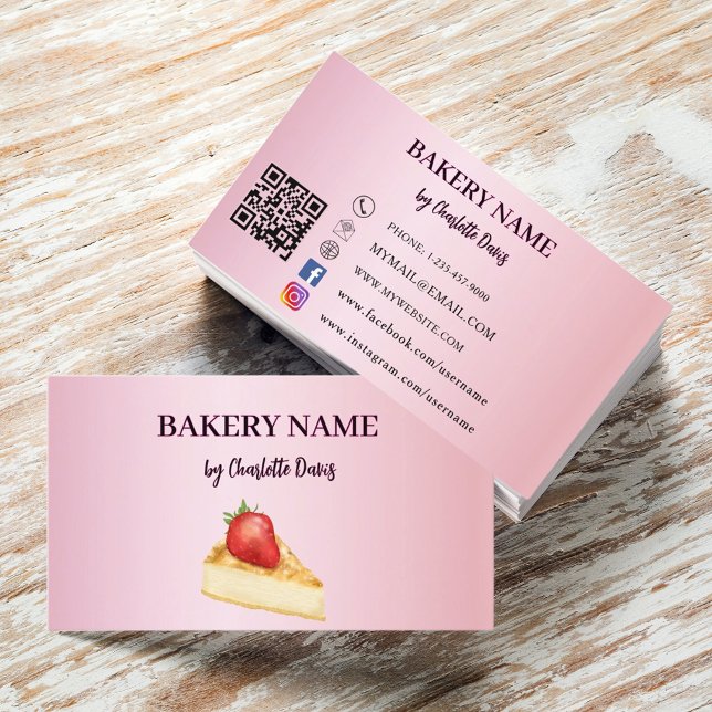 Pink cake pastry bakery QR code Business Card (Creator Uploaded)
