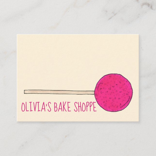 Pink Cake Pop Bakery Pastry Chef Bake Shop Food Business Card (Front)