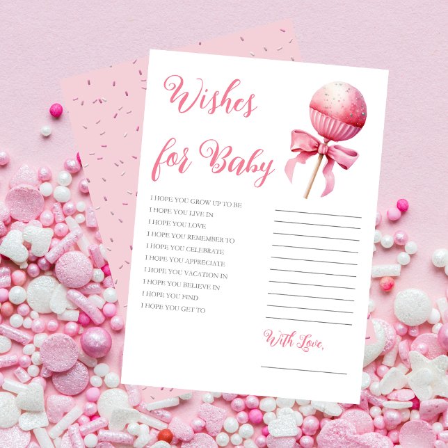 Pink Cake Pop Girl Baby Shower Wishes for Baby Invitation (Pink Cake Pop Girl Baby Shower Wishes for Baby -- Pink Candy Frame Collection)