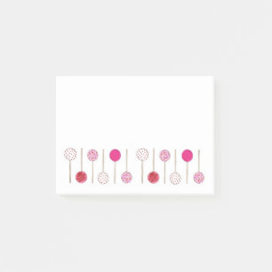 Pink Cake Pops Foodie Dessert Love Bakery Post-it Notes