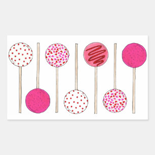 Pink Cake Pops Valentine Valentine's Day Foodie Rectangular Sticker