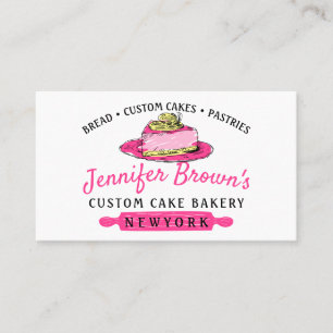 Pink Cake Slice Tasty Pastry Bakery Business Card