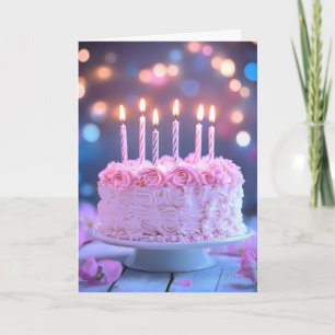 Pink Cake Sweet Birthday Holiday Card