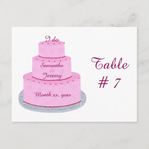 Pink Cake with Hearts Wedding Table Number Postcard
