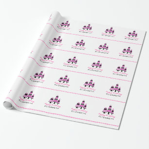 Pink Cakes-Personalised Happy Birthday Wrapping Paper