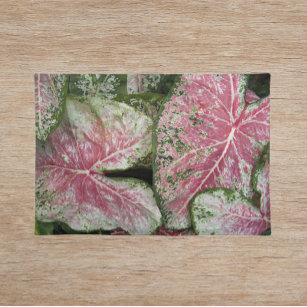 Pink Caladium Leaves Floral Placemat