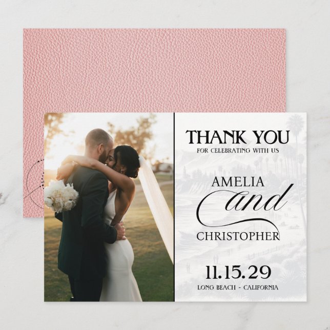 Pink California Passport Thank You Card (Front/Back)